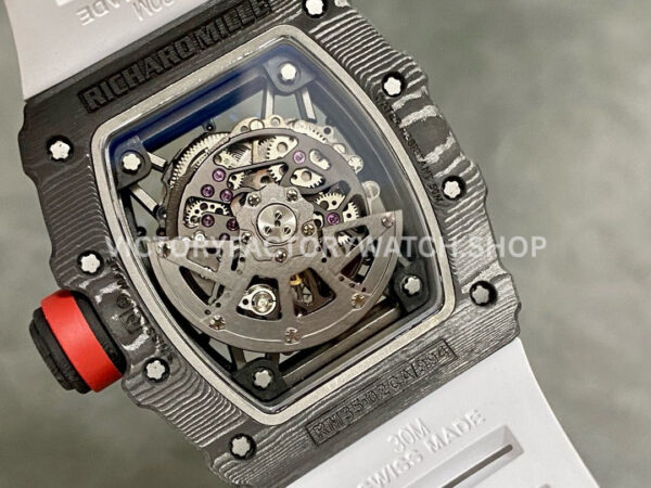 T+ Factory Richard Mille RM35-02 44.5mm Carbon Fiber White Rubber Strap Skeletonized Dial (14) T+ Factory Richard Mille RM 35-02 44.5mm Carbon Fiber White Rubber Strap Skeletonized Dial