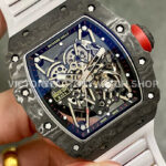 T+ Factory Richard Mille RM35-02 44.5mm Carbon Fiber White Rubber Strap Skeletonized Dial (9) T+ Factory Richard Mille RM 35-02 44.5mm Carbon Fiber White Rubber Strap Skeletonized Dial