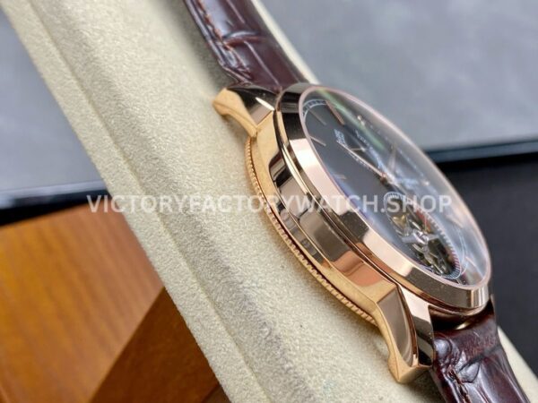 TUR Factory Vacheron Constantin Traditionnelle Tourbillon 89000/000R-B407 42mm Rose Gold Leather Strap Black Dial