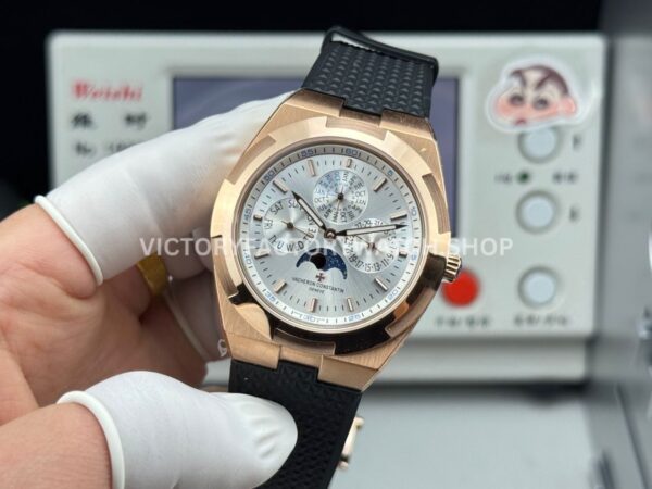 TW Factory Vacheron Constantin Overseas Perpetual Calendar 4300V/120R-B064 41.5mm Rose Gold Rubber Strap Silver Dial