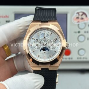 TW Factory Vacheron Constantin Overseas Perpetual Calendar 4300V 120R B064 41.5mm rose gold rubber strap silver dial replica watch