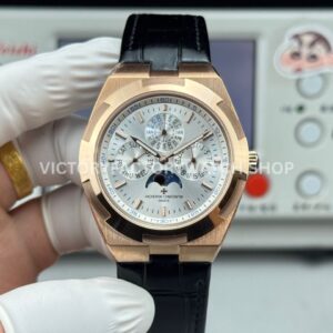 TW Factory Vacheron Constantin Overseas Perpetual Calendar 4300V 120R B064 41.5mm rose gold leather strap silver dial replica watch
