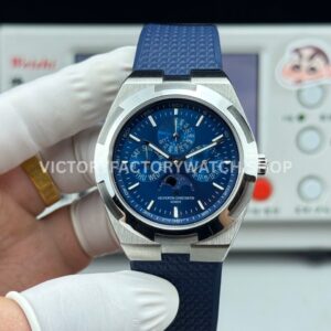 TW Factory Vacheron Constantin Overseas Perpetual Calendar 4300V 220G B945 41.5mm white gold rubber strap blue dial replica watch