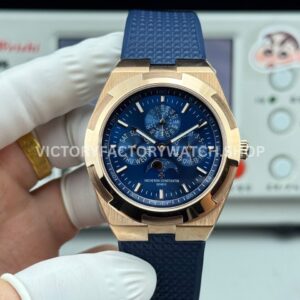 TW Factory Vacheron Constantin Overseas Perpetual Calendar 4300V 000R B509 41.5mm rose gold rubber strap blue dial replica watch