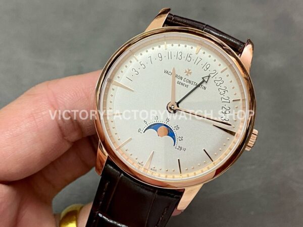 TWS Factory Vacheron Constantin Retrograde Calendar 4010U/000R-B329 42.5mm Rose Gold Leather Strap White Dial