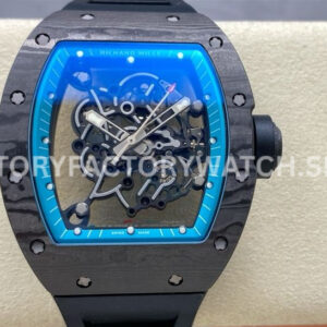 UOK Factory Richard Mille RM 055 carbon fiber black rubber strap blue edge skeletonized dial