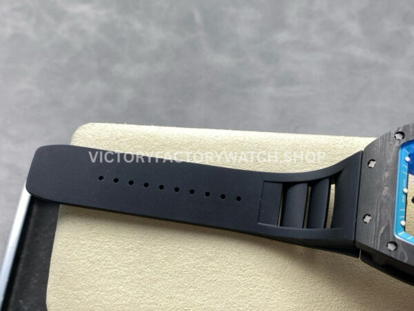 UOK Factory Richard Mille RM055 42.7mm Carbon Fiber Black Rubber Strap Blue Edge Skeletonized Dial (1 (4) UOK Factory Richard Mille RM 055 42.7mm Carbon Fiber Black Rubber Strap Blue Edge Skeletonized Dial