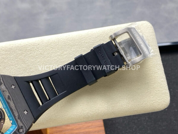 UOK Factory Richard Mille RM055 42.7mm Carbon Fiber Black Rubber Strap Blue Edge Skeletonized Dial (1) UOK Factory Richard Mille RM 055 42.7mm Carbon Fiber Black Rubber Strap Blue Edge Skeletonized Dial