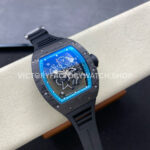 UOK Factory Richard Mille RM055 42.7mm Carbon Fiber Black Rubber Strap Blue Edge Skeletonized Dial (1 (8) UOK Factory Richard Mille RM 055 42.7mm Carbon Fiber Black Rubber Strap Blue Edge Skeletonized Dial