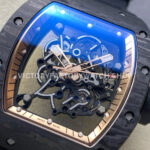 UOK Factory Richard Mille RM 055 42.7mm Carbon Fiber Black Rubber Strap Rose Gold Edge Skeletonized Dial