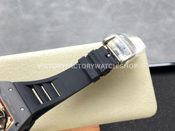 UOK Factory Richard Mille RM 055 42.7mm Carbon Fiber Black Rubber Strap Rose Gold Edge Skeletonized Dial