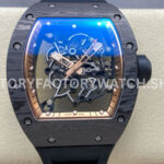 UOK Factory Richard Mille RM 055 carbon fiber black rubber strap rose gold edge skeletonized dial
