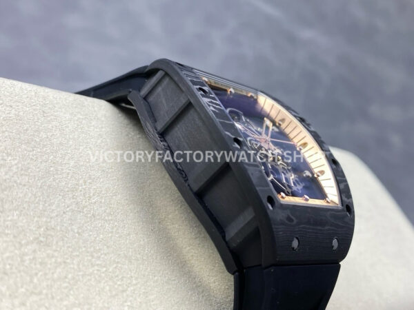 UOK Factory Richard Mille RM 055 42.7mm Carbon Fiber Black Rubber Strap Rose Gold Edge Skeletonized Dial