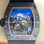 UOK Factory Richard Mille RM 055 42.7mm Carbon Fiber Black Rubber Strap Rose Gold Edge Skeletonized Dial