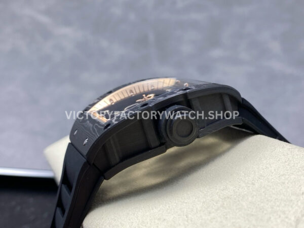UOK Factory Richard Mille RM 055 42.7mm Carbon Fiber Black Rubber Strap Rose Gold Edge Skeletonized Dial