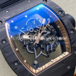 UOK Factory Richard Mille RM 055 42.7mm Carbon Fiber Black Rubber Strap Rose Gold Edge Skeletonized Dial