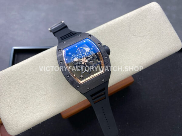 UOK Factory Richard Mille RM 055 42.7mm Carbon Fiber Black Rubber Strap Rose Gold Edge Skeletonized Dial