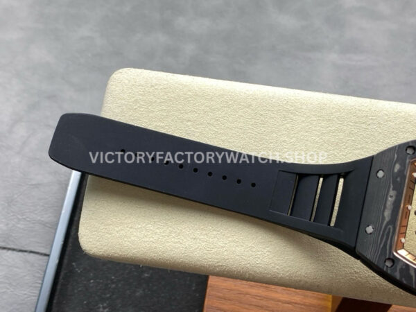 UOK Factory Richard Mille RM 055 42.7mm Carbon Fiber Black Rubber Strap Rose Gold Edge Skeletonized Dial