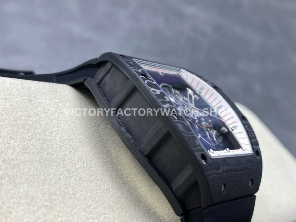 UOK Factory Richard Mille RM055 42.7mm Carbon Fiber Black Rubber Strap White Edge Skeletonized Dial UOK Factory Richard Mille RM 055 42.7mm Carbon Fiber Black Rubber Strap White Edge Skeletonized Dial