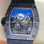 UOK Factory Richard Mille RM055 42.7mm Carbon Fiber Black Rubber Strap White Edge Skeletonized Dial (5) UOK Factory Richard Mille RM 055 42.7mm Carbon Fiber Black Rubber Strap White Edge Skeletonized Dial