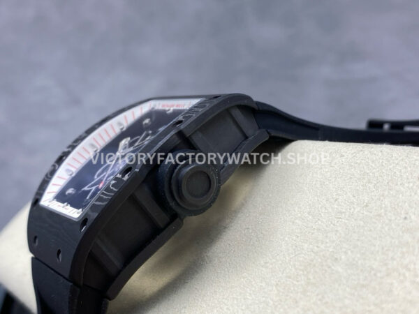 UOK Factory Richard Mille RM055 42.7mm Carbon Fiber Black Rubber Strap White Edge Skeletonized Dial (7) UOK Factory Richard Mille RM 055 42.7mm Carbon Fiber Black Rubber Strap White Edge Skeletonized Dial