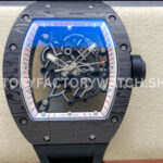 UOK Factory Richard Mille RM055 42.7mm Carbon Fiber Black Rubber Strap White Edge Skeletonized Dial (8) UOK Factory Richard Mille RM 055 carbon fiber black rubber strap white edge skeletonized dial