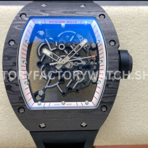 UOK Factory Richard Mille RM 055 carbon fiber black rubber strap white edge skeletonized dial