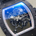 UOK Factory Richard Mille RM055 42.7mm Carbon Fiber Black Rubber Strap White Edge Skeletonized Dial (9) UOK Factory Richard Mille RM 055 42.7mm Carbon Fiber Black Rubber Strap White Edge Skeletonized Dial