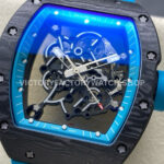 UOK Factory Richard Mille RM055 42.7mm Carbon Fiber Blue Rubber Strap Blue Edge Skeletonized Dial (1) UOK Factory Richard Mille RM 055 42.7mm Carbon Fiber Blue Rubber Strap Blue Edge Skeletonized Dial