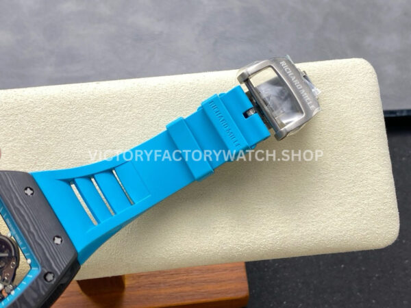 UOK Factory Richard Mille RM055 42.7mm Carbon Fiber Blue Rubber Strap Blue Edge Skeletonized Dial (3) UOK Factory Richard Mille RM 055 42.7mm Carbon Fiber Blue Rubber Strap Blue Edge Skeletonized Dial