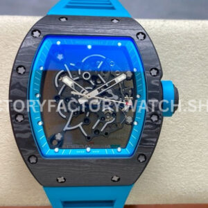 UOK Factory Richard Mille RM 055 carbon fiber blue rubber strap blue edge skeletonized dial