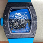UOK Factory Richard Mille RM055 42.7mm Carbon Fiber Blue Rubber Strap Blue Edge Skeletonized Dial (5) UOK Factory Richard Mille RM 055 42.7mm Carbon Fiber Blue Rubber Strap Blue Edge Skeletonized Dial