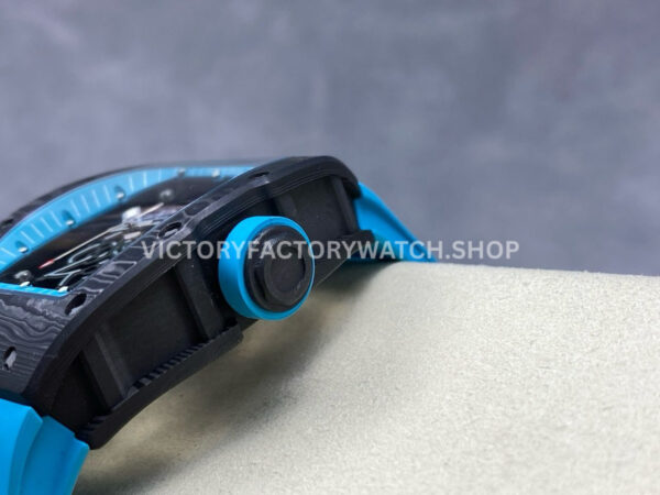 UOK Factory Richard Mille RM055 42.7mm Carbon Fiber Blue Rubber Strap Blue Edge Skeletonized Dial (6) UOK Factory Richard Mille RM 055 42.7mm Carbon Fiber Blue Rubber Strap Blue Edge Skeletonized Dial
