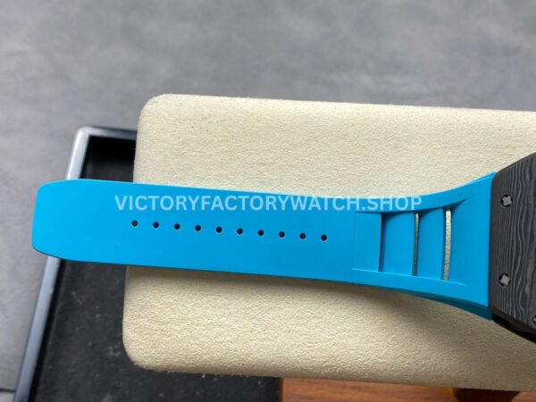 UOK Factory Richard Mille RM055 42.7mm Carbon Fiber Blue Rubber Strap Blue Edge Skeletonized Dial (7) UOK Factory Richard Mille RM 055 42.7mm Carbon Fiber Blue Rubber Strap Blue Edge Skeletonized Dial