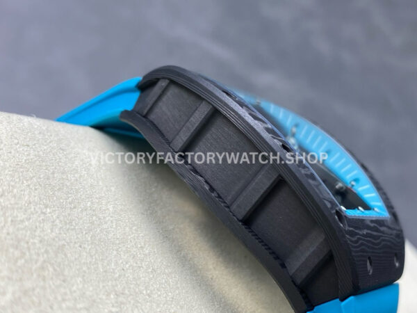 UOK Factory Richard Mille RM055 42.7mm Carbon Fiber Blue Rubber Strap Blue Edge Skeletonized Dial (9) UOK Factory Richard Mille RM 055 42.7mm Carbon Fiber Blue Rubber Strap Blue Edge Skeletonized Dial