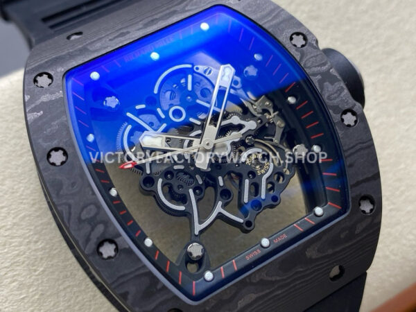 UOK Factory Richard Mille RM055 42.7mm Carbon Fiber Titanium Black Rubber Strap Black Edge UOK Factory Richard Mille RM 055 42.7mm Carbon Fiber Titanium Black Rubber Strap Black Edge Skeletonized Dial