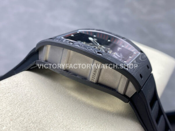 UOK Factory Richard Mille RM055 42.7mm Carbon Fiber Titanium Black Rubber Strap Black Edge (3) UOK Factory Richard Mille RM 055 42.7mm Carbon Fiber Titanium Black Rubber Strap Black Edge Skeletonized Dial