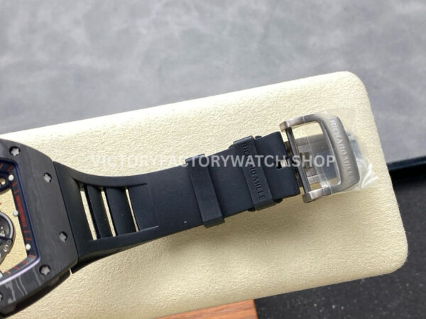 UOK Factory Richard Mille RM055 42.7mm Carbon Fiber Titanium Black Rubber Strap Black Edge (4) UOK Factory Richard Mille RM 055 42.7mm Carbon Fiber Titanium Black Rubber Strap Black Edge Skeletonized Dial