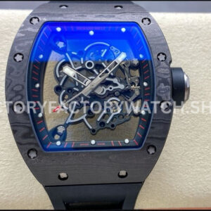 UOK Factory Richard Mille RM 055 titanium carbon fiber black rubber strap black edge skeletonized dial