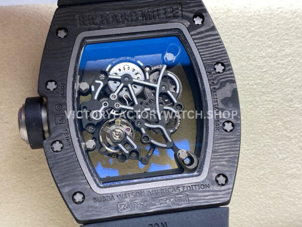 UOK Factory Richard Mille RM055 42.7mm Carbon Fiber Titanium Black Rubber Strap Black Edge (6) UOK Factory Richard Mille RM 055 42.7mm Carbon Fiber Titanium Black Rubber Strap Black Edge Skeletonized Dial