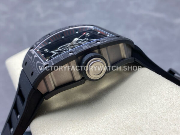UOK Factory Richard Mille RM055 42.7mm Carbon Fiber Titanium Black Rubber Strap Black Edge (7) UOK Factory Richard Mille RM 055 42.7mm Carbon Fiber Titanium Black Rubber Strap Black Edge Skeletonized Dial