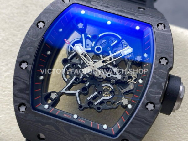 UOK Factory Richard Mille RM055 42.7mm Carbon Fiber Titanium Black Rubber Strap Black Edge Sk (1) UOK Factory Richard Mille RM 055 42.7mm Carbon Fiber Titanium Black Rubber Strap Black Edge Skeletonized Dial