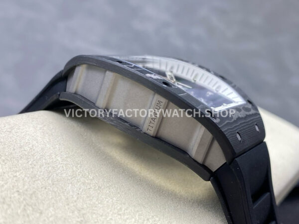 UOK Factory Richard Mille RM055 42.7mm Carbon Fiber Titanium Black Rubber Strap White Edge UOK Factory Richard Mille RM 055 42.7mm Carbon Fiber Titanium Black Rubber Strap White Edge Skeletonized Dial
