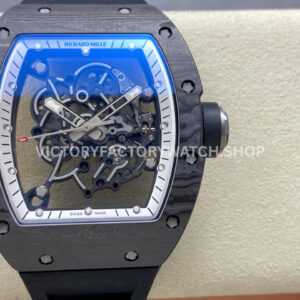 UOK Factory Richard Mille RM 055 titanium carbon fiber black rubber strap white edge skeletonized dial