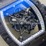 UOK Factory Richard Mille RM055 42.7mm Carbon Fiber Titanium Black Rubber Strap White Edge (9) UOK Factory Richard Mille RM 055 42.7mm Carbon Fiber Titanium Black Rubber Strap White Edge Skeletonized Dial