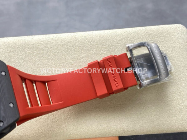 UOK Factory Richard Mille RM055 42.7mm Carbon Fiber Titanium Red Rubber Strap Black Edge Skel (4) UOK Factory Richard Mille RM 055 42.7mm Carbon Fiber Titanium Red Rubber Strap Black Edge Skeletonized Dial