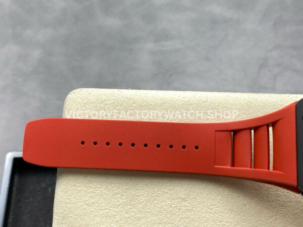 UOK Factory Richard Mille RM055 42.7mm Carbon Fiber Titanium Red Rubber Strap Black Edge Skel (5) UOK Factory Richard Mille RM 055 42.7mm Carbon Fiber Titanium Red Rubber Strap Black Edge Skeletonized Dial