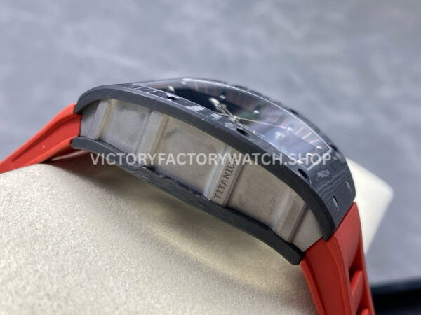UOK Factory Richard Mille RM055 42.7mm Carbon Fiber Titanium Red Rubber Strap Black Edge Skel (6) UOK Factory Richard Mille RM 055 42.7mm Carbon Fiber Titanium Red Rubber Strap Black Edge Skeletonized Dial