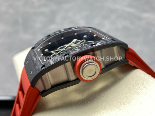 UOK Factory Richard Mille RM055 42.7mm Carbon Fiber Titanium Red Rubber Strap Black Edge Skel (7) UOK Factory Richard Mille RM 055 42.7mm Carbon Fiber Titanium Red Rubber Strap Black Edge Skeletonized Dial