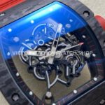 UOK Factory Richard Mille RM055 42.7mm Carbon Fiber Titanium Red Rubber Strap Black Edge Skel (8) UOK Factory Richard Mille RM 055 42.7mm Carbon Fiber Titanium Red Rubber Strap Black Edge Skeletonized Dial